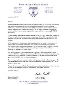 tuition increase letter